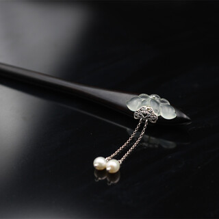 Dunzhu ebony wood handmade 925 silver hairpin ancient costume updo women hanfu classical simple xiu jade ancient style hairpin step shake no. 2 no. 2 style (double tassel) + default packaging