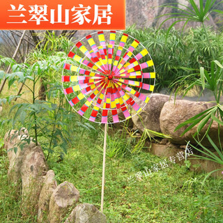 达佳家彩色双层旋转木杆风车 传统复古老北京儿童玩具景区公园装饰品 粉色34+23双层大号 单价10个起发 可混搭