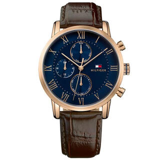 Tommy hilfiger luxury fashion brand tommy men's 50m quartz brown leather strap watch 44mm1791399 brown one size