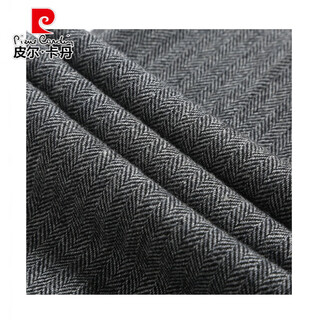 Pierre cardin autumn and winter men's woolen casual trousers herringbone pattern retro slim casual straight plus fat plus size trendy trousers gray 42 3 feet 2