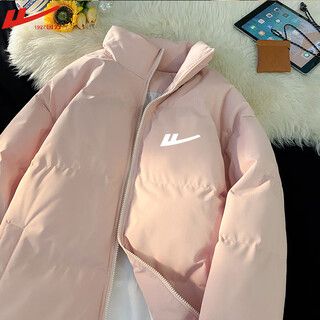 Pull back men's and women's same style cotton jacket for men in winter new solid color warm cotton jacket stand collar thickened couple's cotton jacket lm-1111-pink s recommended 100-120jin jin equals 0.5 kg