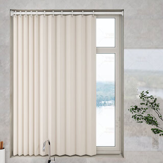 Timochi kitchen bathroom curtain roll-pull folding invisible punch-free waterproof anti-light blackout bathroom window full blackout waterproof and mildew-proof oatmeal color suitable for wall width 60-80 curtain width 90x150