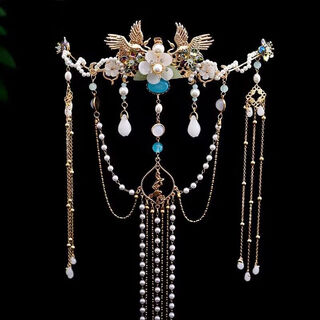 Meng junchen ancient style hanfu hair accessory linjiang fairy hair crown lazy clip chinese style super fairy long tassel hair accessory linjiang fairy hair crown