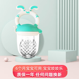 Babyalan baby bite bag baby fruit and vegetable bite bag feeder trainer food bite bag feeder mint green with m size mesh bag 1 pack