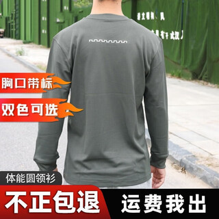 Made-to-order new style long-sleeved crew-neck shirt, fitness wear, training suit, gray crew-neck shirt, reflective t-shirt, spring and autumn quick-drying and breathable, gray-green long-sleeved crew-neck shirt 175/92-96.