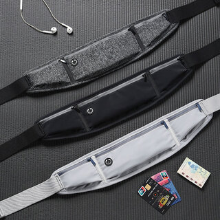 Xiangxiang sports waist bag men's running mobile phone bag equipment belt outdoor mountaineering complete set of fitness bag arm bag men's y7 black large size - can plug in headphones