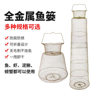 Diaohaha metal fish protection net fish basket net bag portable steel wire fish cage fishing net folding stainless steel fish net stream fish basket 33cm 0.55m galvanized version