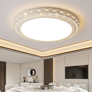 佲伙2024新款吸顶灯led大尺寸客厅灯简约现代卧室灯圆形超亮大厅灯具 直径60CM高亮白光48瓦