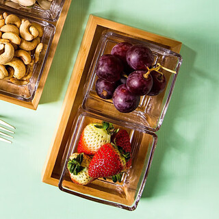 Youlaifu snack plate european style simple glass fruit plate square storage box snacks candy home living room with tray two compartments