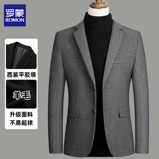 Romon wool suit jacket men's autumn and winter middle-aged business casual small suit fitted woolen suit men's dad's clothing 6806 gray regular xl 180 about 125-140 jin jin is equal to 0.5 kg