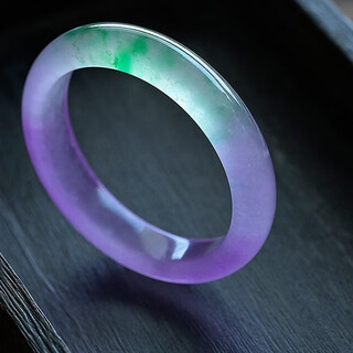 Ice floating flower bracelet lavender jade flat violet semi-mountain water jade bracelet retro sun green jade bracelet for women to send to mother 58mm