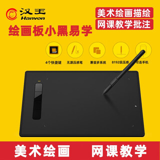 Hanvon 汉王绘画板小黑易学 小黑0906升级版学生美术绘画ps漫画绘图板手绘板数位板网课批注板 小黑0906升级版小黑易学