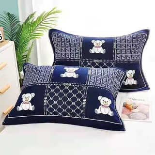 A pair of light luxury pillow covers, black stain-resistant and non-fading pillow covers, cartoon adult pillow covers, student douyin celebrity, checkered bear black pair