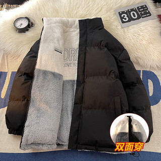 Suntech double-sided cotton jacket men's winter thickened jacket lamb wool couple cotton jacket down jacket men's top da11 black xl recommended 130-160jin jin equals 0.5 kg