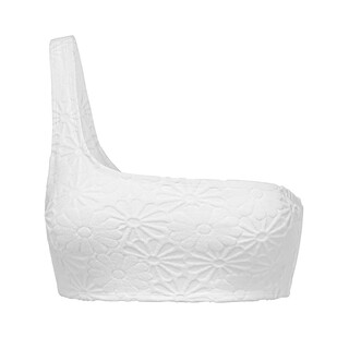 Yukari swim split swimsuit for women, asymmetrical shoulder straps, white high fork, travel and vacation bikini, bikini, white top m