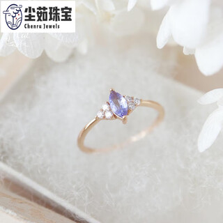Chen ru iris japanese niche small fresh retro literary tanzanite zircon marquise ring s925 silver gold-plated gold hong kong no. 10/yomei no. 5