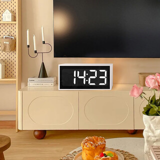 Momen living room table clock tv cabinet clock ornaments large screen led digital time display desktop large electronic swing type pearl white plug-in