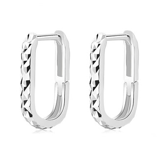 Jincaifu pt950 platinum earrings for women platinum earrings horseshoe u-shaped car flower earrings earrings for men and women new year's valentine's day gift platinum starry square style about 2.1g