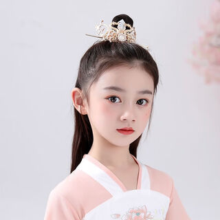 Wanbaozi children's hanfu hair accessories ancient style hair crown girls performance hairpins ancient costume hairpins girls hairpins hairpins hairpins + hairpins (gold)