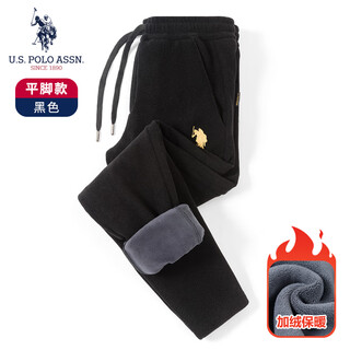 U.s. polo assn. paul sweatpants men's autumn new trendy men's pants loose velvet warm sports pants men's breathable casual pants black flat mouth l