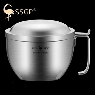 Sansi steel (ssgp) 304 stainless steel instant noodle bowl with lid lunch box large lunch box single student dormitory noodle canteen fast food cup bowl instant noodle bowl 1100 ml