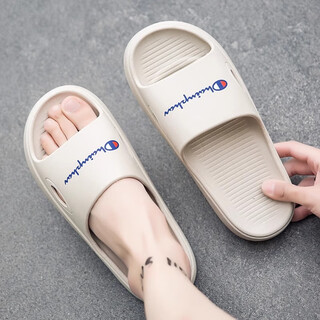 Champion graffiti slip-on men's summer outdoor wear youth trendy slippers men's soft sole non-slip indoor home khaki 45 standard sports code