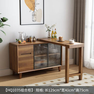 Fatipa's new folding dining table and sideboard all-in-one chinese style small household wall storage durable storage cabinet retractable hq1035 dining table cabinet (single table) including home delivery and installation