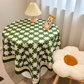 Fantasy classic ins retro checkerboard checkered velvet dormitory tablecloth restaurant living room study room picnic multi-eight-pointed star green 140*200cm