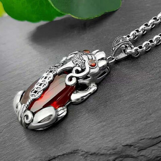Jiu changshi fortune 925 sterling silver necklace for men and women, pixiu pendant, birthday gift for boyfriend in the year of his birth, with 55cm 999 silver chain, 925 silver pendant weighs about 9g
