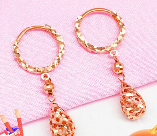 He jiagong ms colrkepau585 russian purple gold earrings for women 14k color gold hollow water drop earrings rose gold earrings