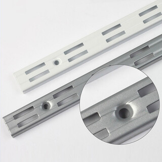 Midas wall shelf single and double slot metal wall rail rack storage bookshelf supermarket shelf accessories single wall rail without board double slot-white wall rail without board bracket 100cm