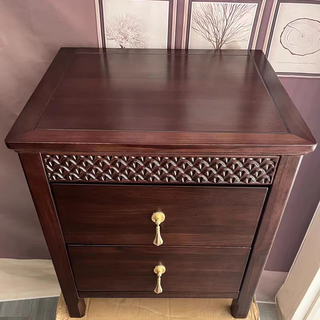 Shangpin home furnishing new chinese style ebony wood bedside table solid wood light luxury high-level simple modern home bedroom storage rack two drawers black gold front width 47x depth 41x height 51cm (complete)