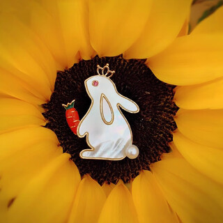 Marco bizzarri's birthday gift: divination rabbit brooch, high-end female cute rabbit, girl's mother-of-pearl corsage, anti-exposure pin, 520 gift for girlfriend, birthday gift for best friend