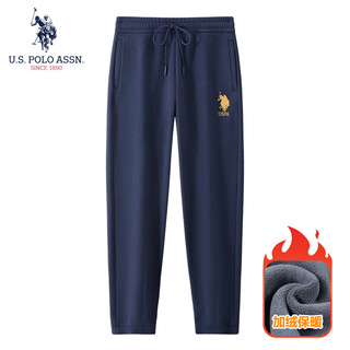 U.s. polo assn. sports pants plus velvet men's casual pants winter warm men's pants loose sweatpants paul pants navy blue (flat l