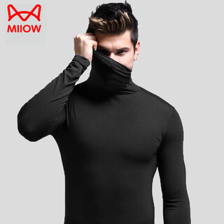 Catman modal autumn clothes men's turtle collar thermal underwear bottoming shirt thin slim slim long sleeve versatile tops black xl 175