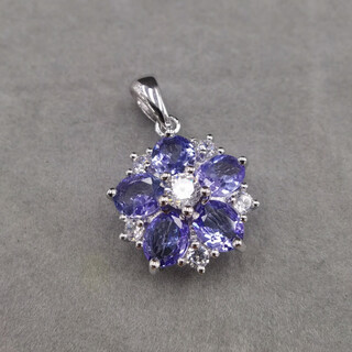 Dl 1998 fat donglai same style tanzanite pendant 2024 new style silver plated platinum inlaid without chain without chain 925 silver