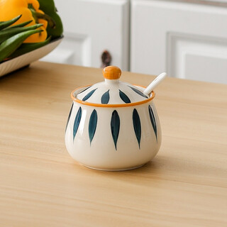 Dingdan ceramic lard jar high temperature resistant chili jar household seasoning box seasoning jar set salt jar oil spicy jar small seasoning jar - wood grain