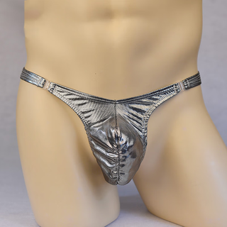 Confidential delivery of men's sexy underwear, men's thong, men's temptation, teasing, no need to take off, seamless sm corner, silver, men's double-sided buckle passion, u-convex sexy underwear, men's ice silk pleated bag, men's thong