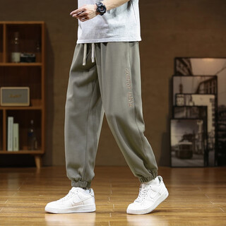 Karls large size men's plus velvet sweatpants men's autumn and winter new casual pants plus fat and loose leg fat sports trousers gray green 6xl (210-230jin jin equals 0.5 kg)