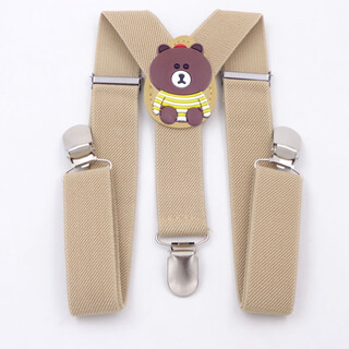 Clcey children's trousers suspender clip boy toddler suspender clip trouser belt baby non-slip suspender belt fixed clip girls fashion beige yellow bear