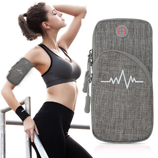 Baiwon is suitable for huawei running mobile phone arm bag, sports mobile phone arm strap, outdoor marathon riding protective cover, men's and women's fitness arm bag, mobile phone bag, mobile phone case, wrist cover, gray honor 60pro arm bag