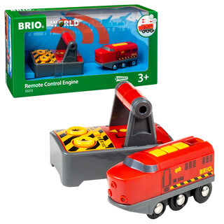 Brio children's remote control wooden train 3 years old + red electric two-speed sound and light compatible with rails