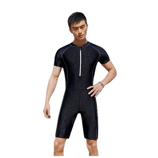 Morten solum2025 new wetsuit one-piece men's black slim-fitting short-sleeved five-point beach sports swimsuit h95 l (height 155-170/weight 90-110 can be worn