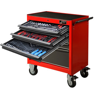 Jetech hardware auto repair tool cart, hand push auto repair cart, multi-functional repair cart, drawer-type tool cabinet, mobile parts cart, 200-piece tool cart set, rc-200s, complete vehicle package (car + tools)