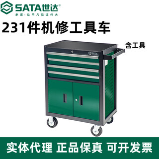 Sata auto repair tool cart set with tools heavy-duty thickened 231 pieces universal machine repair set 09924 09925 231 piece machine repair tool cart set/09924