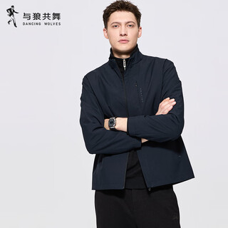 Dances with wolves velvet stand collar jacket men's 2025 autumn new commuting executive business easy care coach jacket 1032 navy blue 101 m (170)
