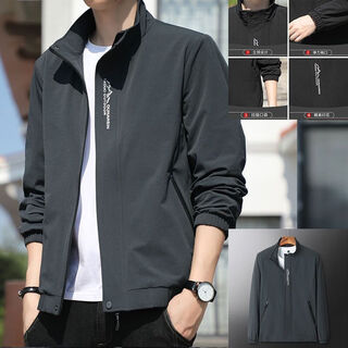 Donkey fox autumn thin men's jacket stand collar 2024 new tops spring and autumn casual pilot jackets d9980 dark gray 3xl 145-160jin jin is equal to 0.5 kg