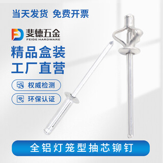 Feide lantern rivets aluminum core blind rivets three-claw round head rivets painted black rivets 3.2/4/4.8 all-aluminum lantern type core blind rivets 4.8*25 (50 pieces)