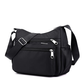 Nuzheng large-capacity middle-aged and elderly women's bag new nylon canvas shoulder crossbody bag women's backpack middle-aged mother bag black large size 24*29*13cm