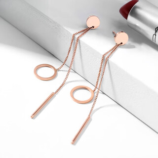 Dl 1998 fat donglai same style 18k gold tassel ear wire k long earrings temperament long rose gold earrings 2024 new earrings rose gold